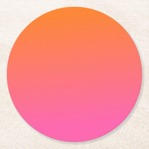 Orange and Pink Gradient Round Paper Coaster