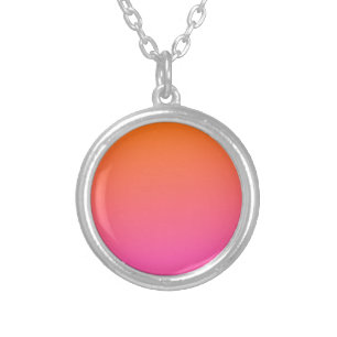 Orange and Pink Gradient Silver Plated Necklace