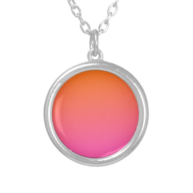 Orange and Pink Gradient Silver Plated Necklace (Front)