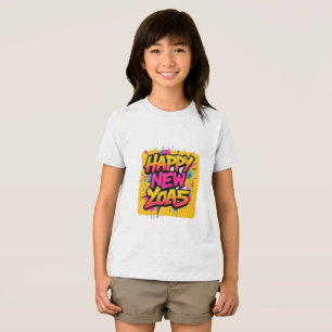 Orange and Pink Happy New Year 2025 Tri-Blend Shirt