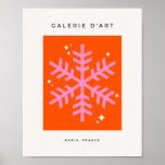 Orange and Pink Holiday Snowflake Christmas Poster<br><div class="desc">Christmas Illustration – Snowflake – Pink And Orange Holiday Christmas Print.</div>