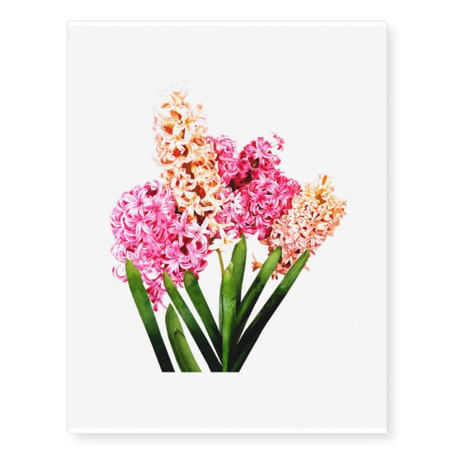 Orange and Pink Hyacinths Temporary Tattoos (Front)