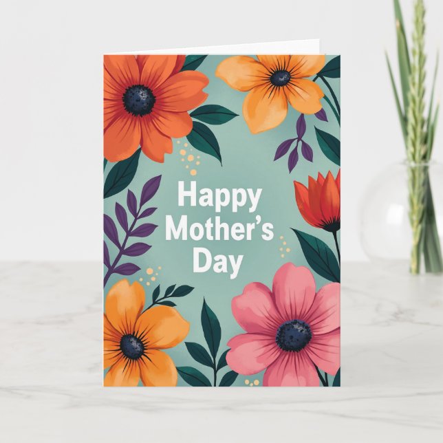 Orange And Pink Mothers Day Card (Front)