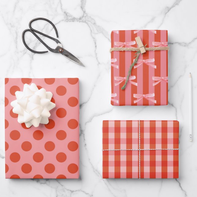 Orange and pink patterns  Wrapping Paper set (Front)
