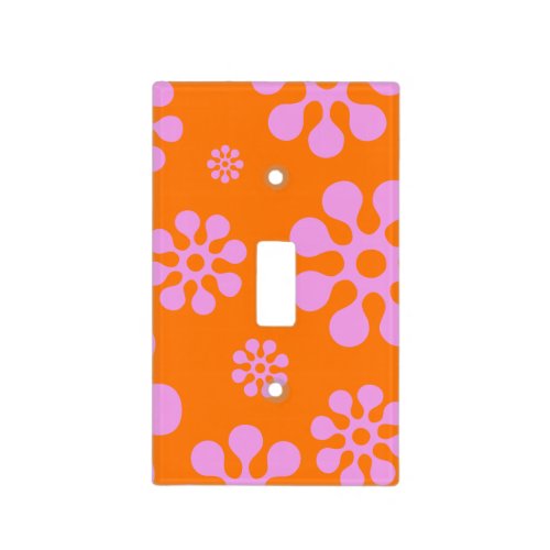 Orange And Pink Retro Flowers Light Switch Cover