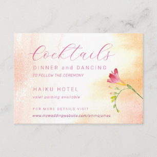 Orange and Pink Rose Detail Accommodation RSVP Car Enclosure Card