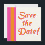 Orange and Pink Save the Date Cards<br><div class="desc">Simple and bright Save the Date cards have a stripe pattern in orange and fuschia pink on the front.  On the back,  you customize these cards any way you like. Choose your background color,  your font and font color,  your message.</div>