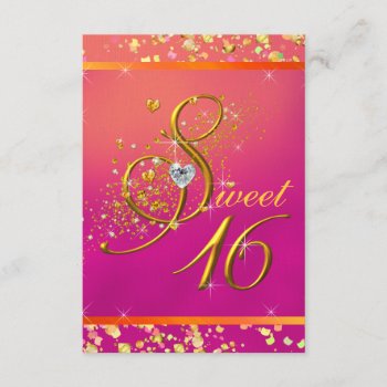 Orange And Pink Sweet Sixteen Party Invitation by Pure_Elegance at Zazzle