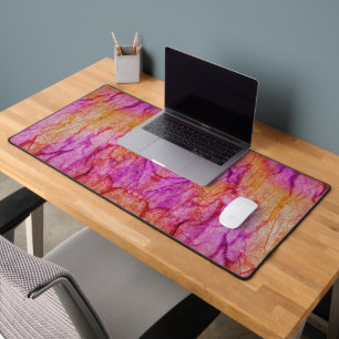 Orange and Pink Tissue Paper Design Desk Mat