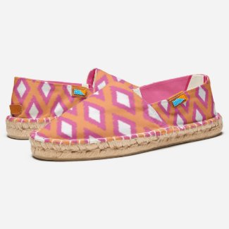 Orange and Pink Tribal Diamond Ikat Pattern Espadrilles