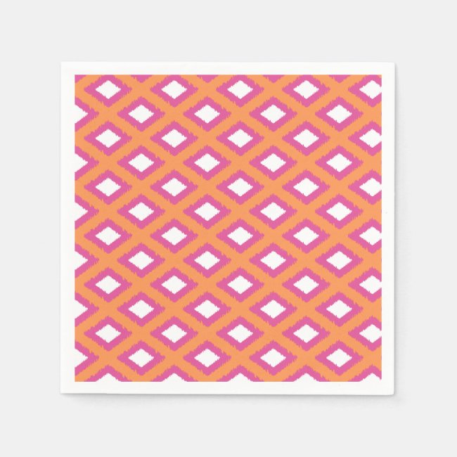 Orange and Pink Tribal Diamond Ikat Pattern