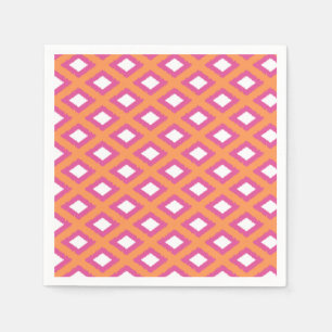 Orange and Pink Tribal Diamond Ikat Pattern Napkins