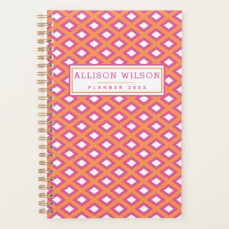Orange and Pink Tribal Diamond Ikat Pattern