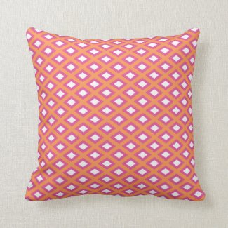 Orange and Pink Tribal Diamond Ikat Pattern Throw Pillow