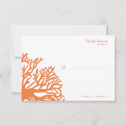 Orange and Pink Tropical Coral Wedding rsvp