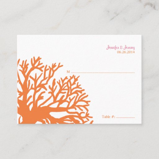 Customizable Orange and Pink Tropical Fish Seating Card Business Cards