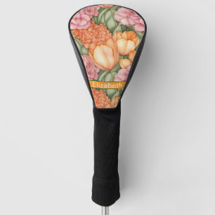 Orange and Pink Tulip Flowers Personalized Golf Head Cover