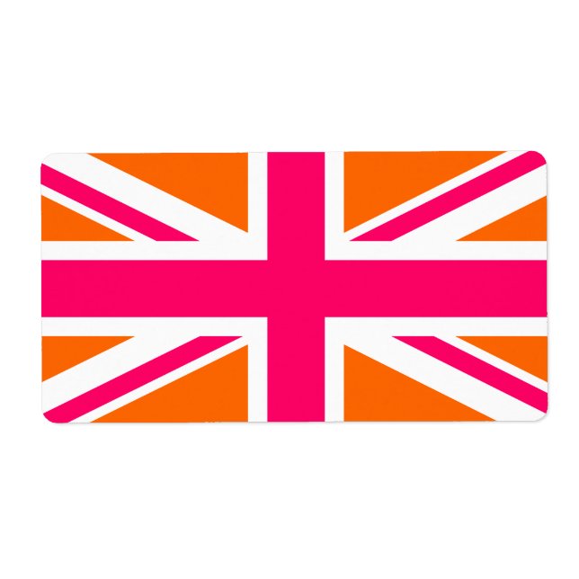 Orange and Pink Union Jack Label (Front)