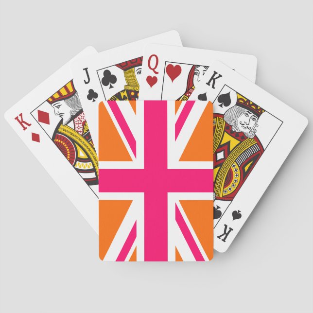 Orange and Pink Union Jack Poker Cards (Back)