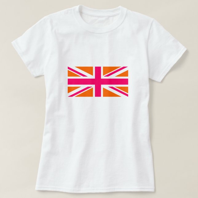 Orange and Pink Union Jack T-Shirt (Design Front)