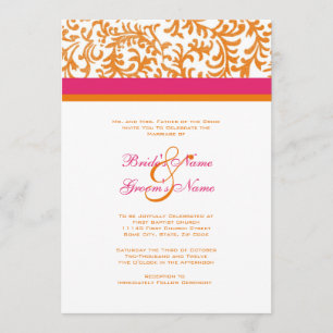 Orange and Pink Wedding Invitation