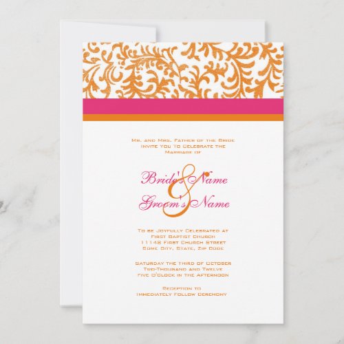 Orange and Pink Wedding Invitation
