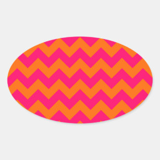 Orange and Pink Zigzag Oval Sticker