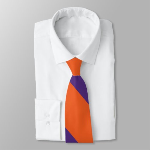 Orange and Plum Broad University Stripe Neck Tie
