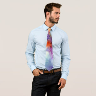 Orange and Purple Alcohol Ink Abstract Neck Tie
