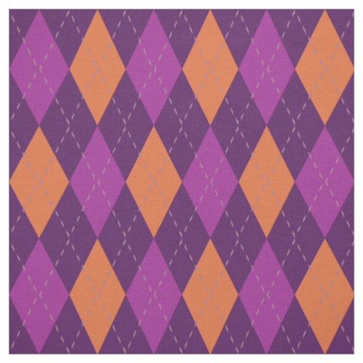 Orange and Purple Argyle Pattern Fabric