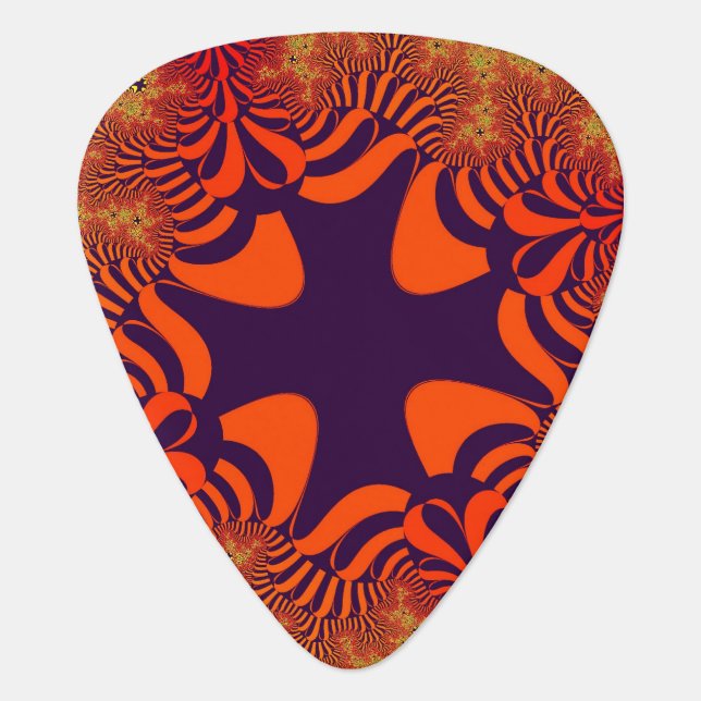 Orange and Purple Cross Guitar Pick (Front)