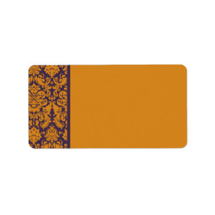 Orange and Purple Damask Address Label Blank