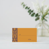 Orange and Purple Damask Place Card (Standing Front)