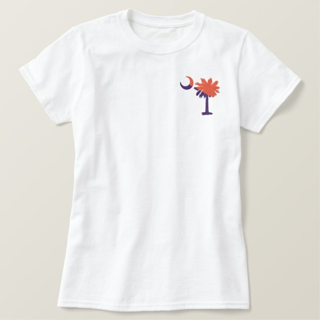 Orange and Purple Embroidered Palmetto Shirt (Design Front)