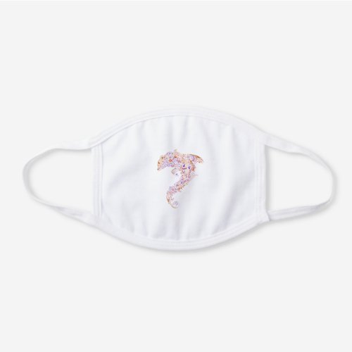 Orange And Purple Floral Dolphin White Cotton Face Mask
