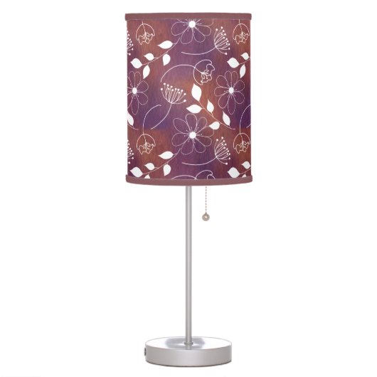 Orange and Purple Floral Sketch Table Lamp (Left)