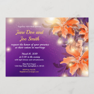 Orange and Purple Floral Wedding Invitation