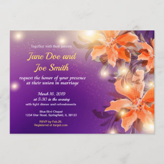 Orange and Purple Floral Wedding Invitation