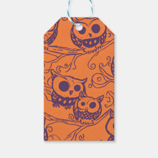 Orange and Purple Halloween Owl Pattern Gift Tags
