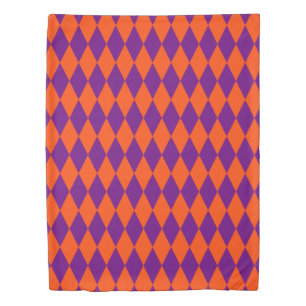 Orange and Purple Harlequin Checkered Design  Duvet Cover
