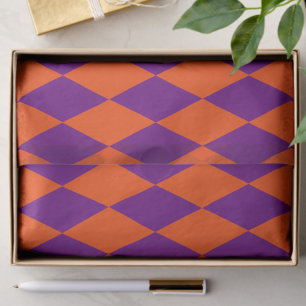 Orange and Purple Harlequin Checkered Design  Tissue Paper