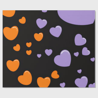 orange and purple heart pattern wrapping paper