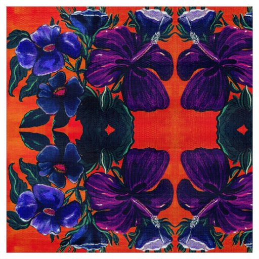 Orange and Purple Lilies Fabric