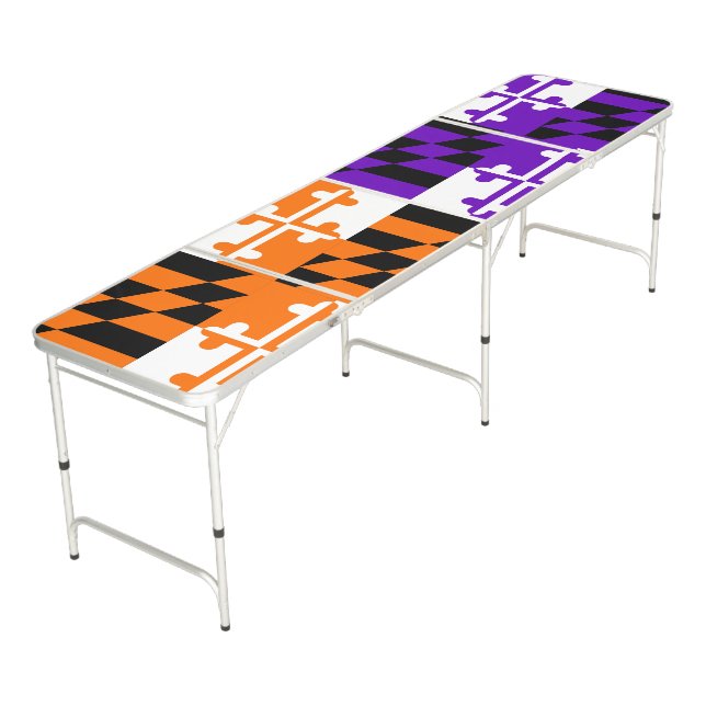 Orange and Purple Maryland Flag Folding Table (Angled)