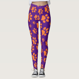 Orange And Purple Pawprint Pop Fashion Leggings