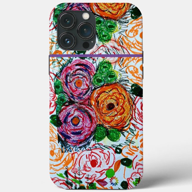 Orange and Purple Peonies iPhone / iPad case (Back)