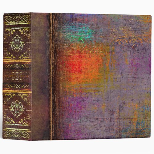 Orange and Purple Scuffed Faux Leather Old Book 3 Ring Binder