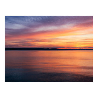Orange And Purple Sunset Over Lake Landscape Photo Poster