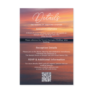 Orange And Purple Sunset Over Lake Photo Wedding Enclosure Card