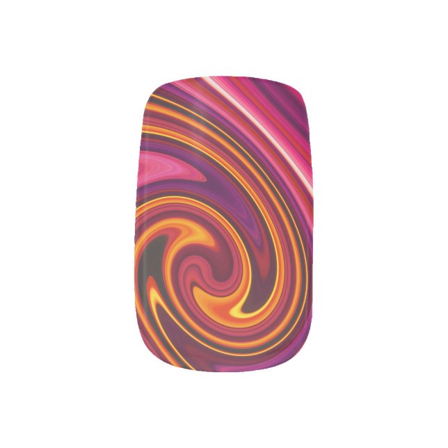 Orange and Purple Swirl - Cool Abstract Trippy Fun Minx Nail Art (Left Thumb)